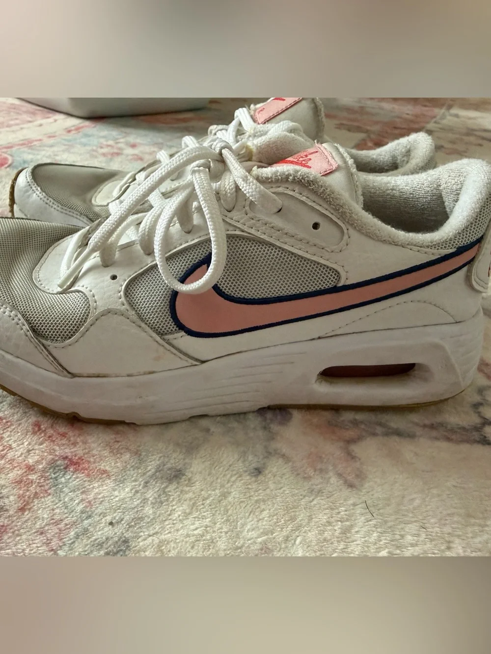 Nike Air White Sneakers with Pink Logo Accents